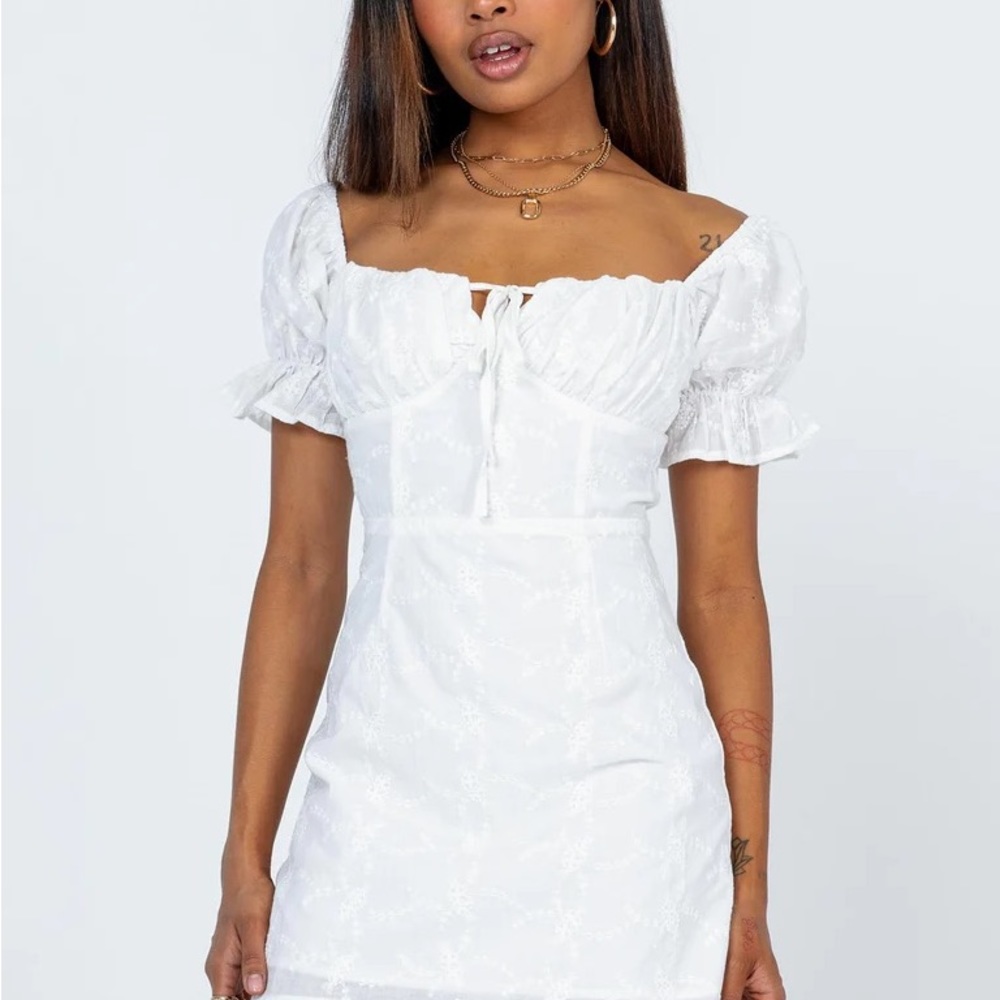 Princess Polly WHITE ROSE MINI DRESS